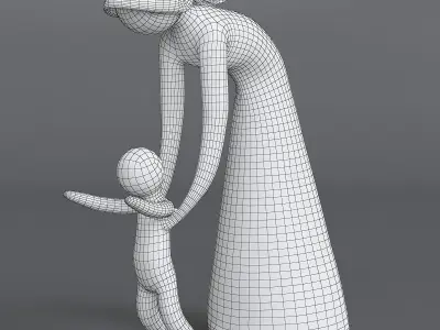  decorative figurine of a woman teaches the child to walk Low-poly 3D model