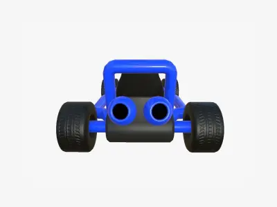 Cartoon Kart H02 Blue - Vehicle Racing Design Low-poly 3D model