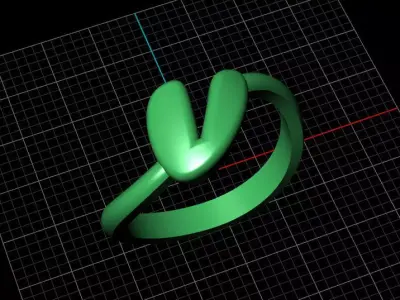 V alphabet baypass ring 3D print model