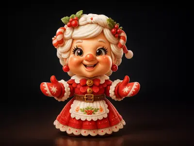 Mrs Claus Christmas Figurine Holiday Decor Christmas Granny 3D print model