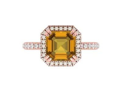  Asscher Solitair Ring 3D print model