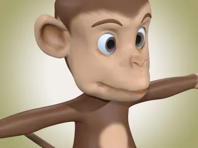 Cute Cartoon Monkey Rig Low-poly 3D model