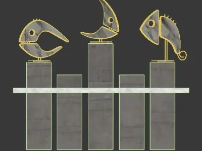 Decor three concrete sculptures 3D model