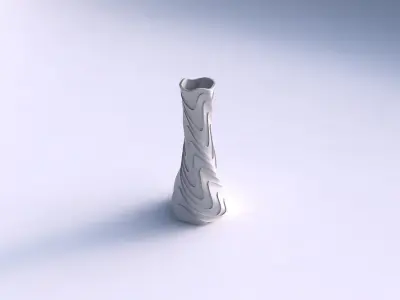 Vase twisted squeezed hexagon with horizontal wavy layers 3D print model