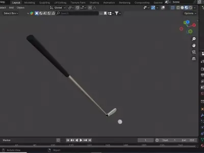 GOLF BALL STICK Free low-poly 3D model
