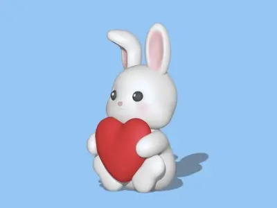 A cute Bunny Heart to Valentine day 3D print model