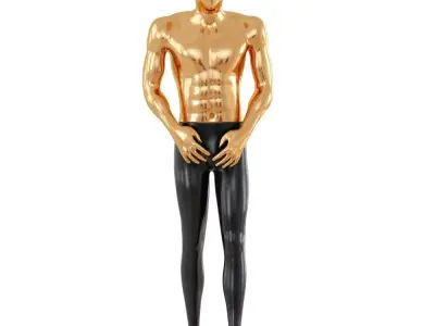 Abstract mannequin made of plastic and gold color 75 3D model
