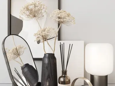 Decor set with heracleum 3D model