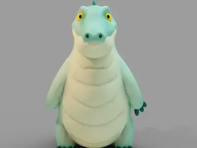 Cartoon Crocodile Low-poly 3D model