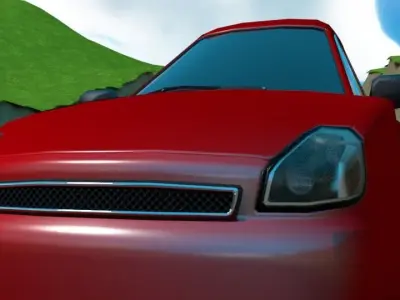 Low poly rigged cartoon sport car Low-poly 3D model