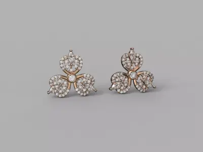 Tiny Stud Earrings with round and marquise gem stone  3D print model