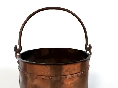 Copper bucket Low-poly 3D model