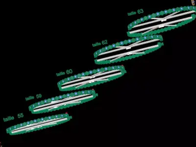 Hexagon Diamond Gold Bangle Set 5 Sizes  3D print model