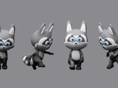 Cartoon character animals Low-poly 3D model