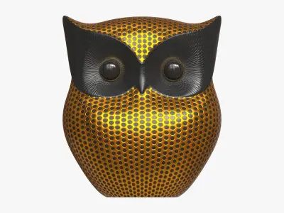 Metal Gold Owl Figurine 3D model