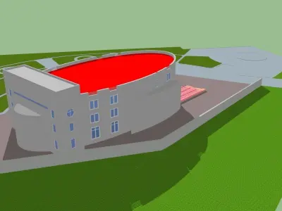 Auditorium modern house with two people 3D model