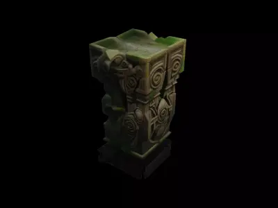 Ancient Broken Stone Column Fragment 3D model