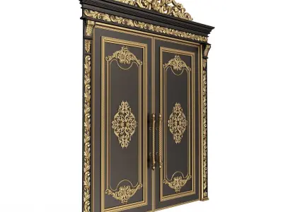 Carved Door Classic 01401 Black Low-poly 3D model