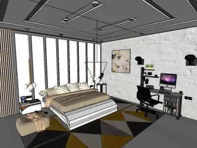 LUXURY AND STYLISH 3D BEDROOM 3D print model