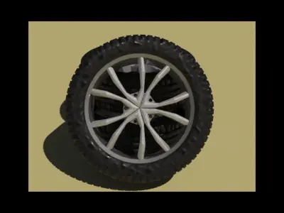 Car Wheel Low-poly 3D model 2