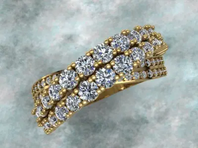 Intertwined Luxury Diamond Golden Ring 3D print model