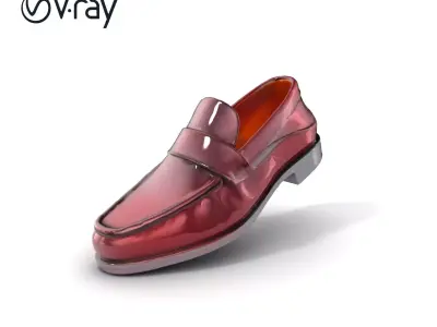 Burgundy Leather Loafer Model Pack Low-poly 3D model
