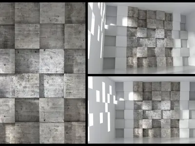 3D Modular 3D Feature Wall Panels Low-poly 3D model