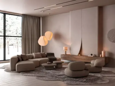 Living room interior scene 3D model