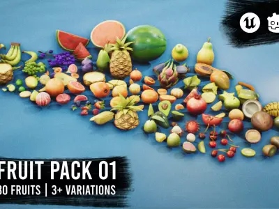Stylized Fruits Pack 01 Low-poly 3D model