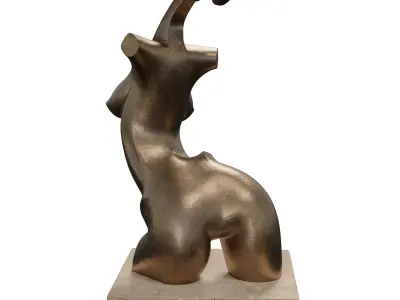 Antique Copper Woman Statue - Abstract Torso Sculpture 3D Model 3D model