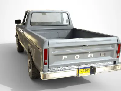 Ford Classic F100 pickup 1976 New Grey Low-poly 3D model