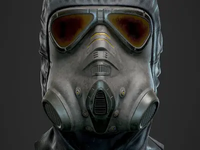 Game-Ready Sci Fi Gas Mask Low-poly 3D model