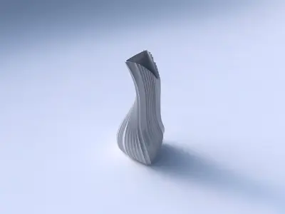 Vase twist puffy bent triangle with extruded vertical lines 3D print model