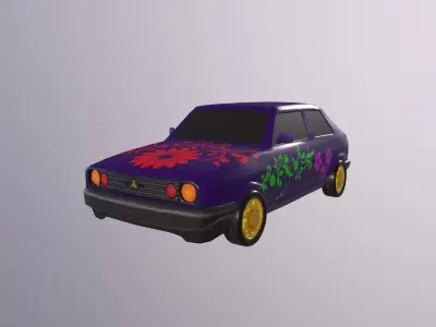Gameready stylized car Handpainted Lowpoly Low-poly 3D model