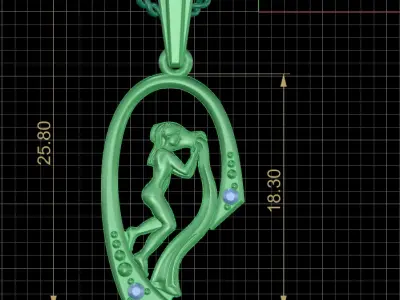 Aquarius Flow Golden Water Bearer Pendant 3D print model