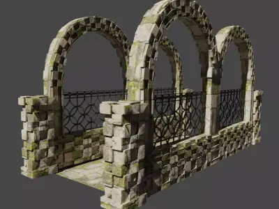 Stone bridge Free low-poly 3D model buy