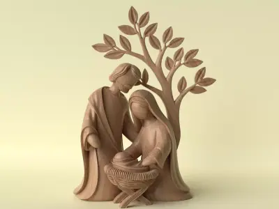 Nativity Scene Statue  Holy Family 3D Printable Sculpture 3D print model