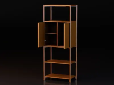 Wooden Bar Cabinet Free low-poly 3D model