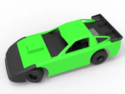 New Zealand Super Saloon race car while turning Scale 1 to 25 3D print model
