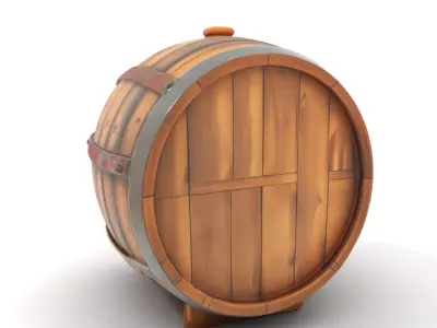 Rustic Wooden Barrel model pack Low-poly 3D model