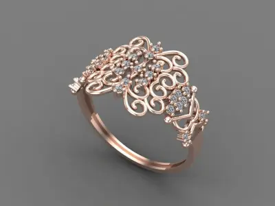Women Ring Diamond Stone STL 3DM Lightweight Printable 3D print model 14