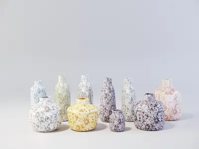Capiz pulp Kinta vases collection 3D model