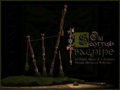 Old Scottish Bagpipe Low-poly 3D model