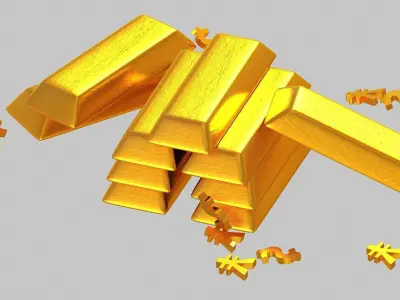 gold bar metal precious value casino scannedprices money bank  3D model