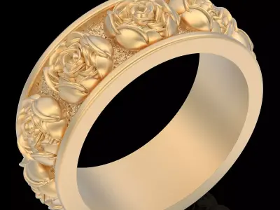 Flower ring silver gold printable jewelry 3D model 3D print model