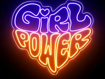 Girl Power Neon Sign 3D model