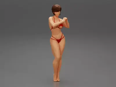 Sexy Woman Body In Summer Fashion Bikini with short hair 3D print model