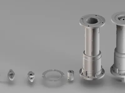 001622 Raw 3D Scan of Fire Hydrant Component Set 3D model