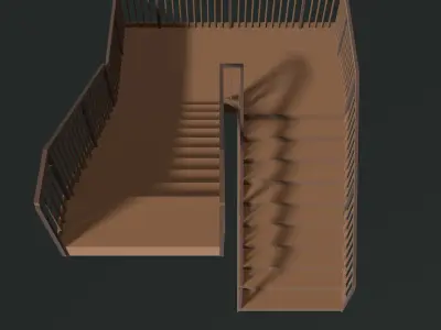 U shape stair 24O07 3D model