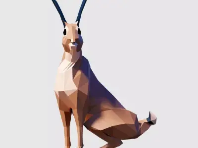 Rabbit polygonal hare Low-poly 3D model